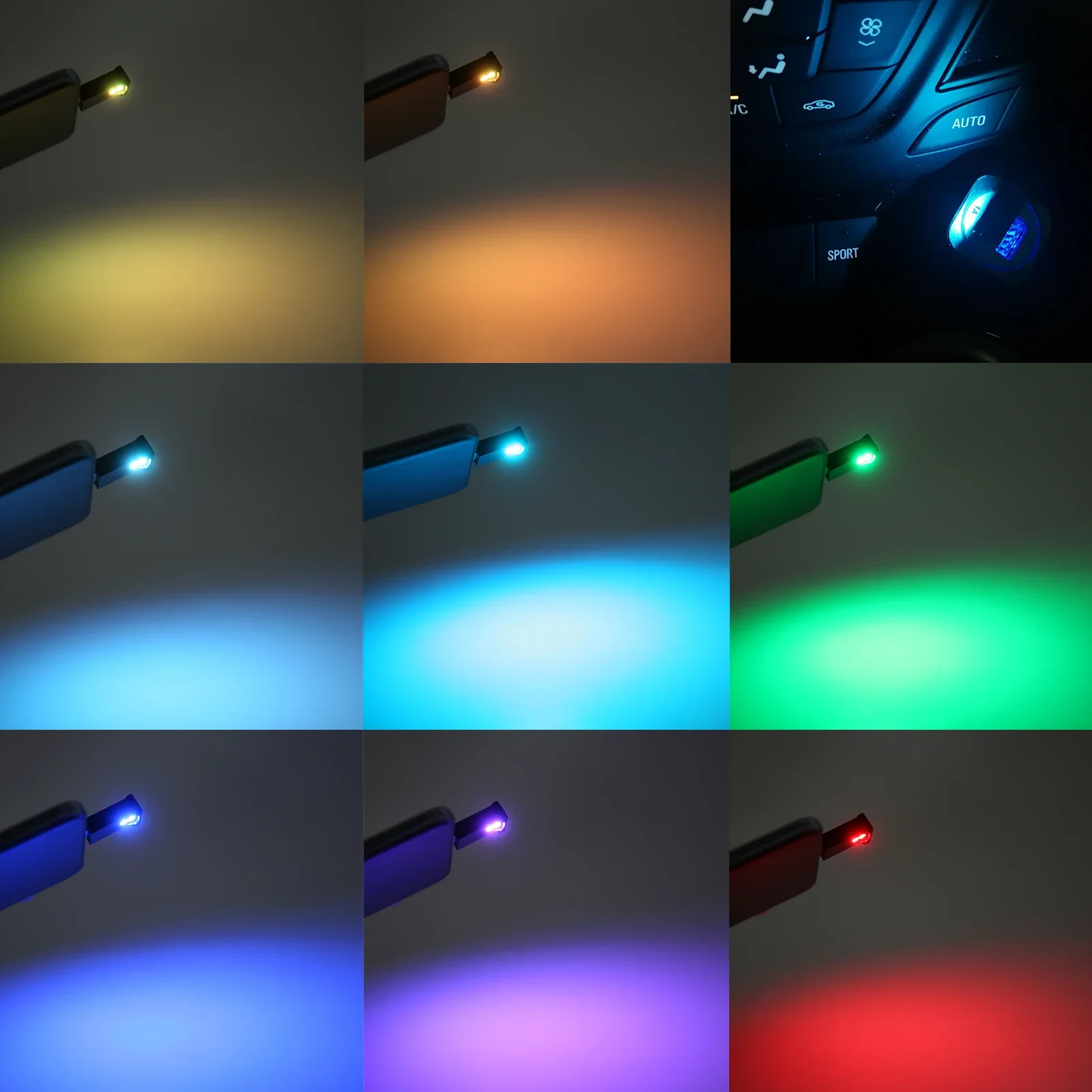 Type C LED Ambient Light 8 Colors RGB Dynamic Gradient Brightness Adjustable Interior Atmosphere Lamp