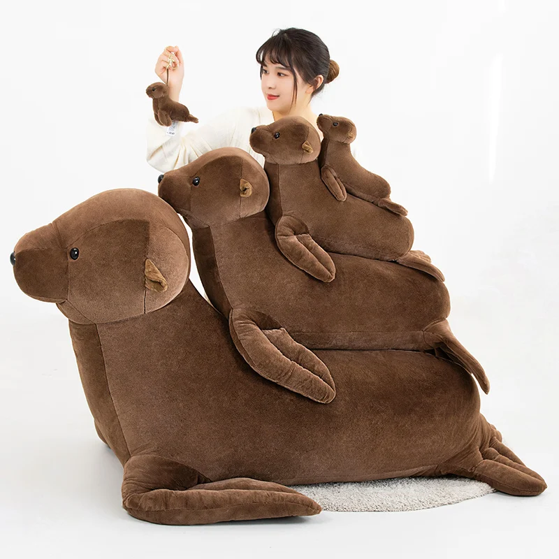 Giant Size Super Lifelike Sea Lion Plush Toy Can Ride On Ocean