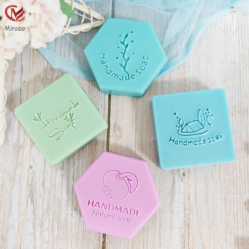 

Mirosie Handmade Soap English Flowers and Plants Palm Pattern Acrylic Soap Seal Handmade Soap Stamps Soap Making Supplies