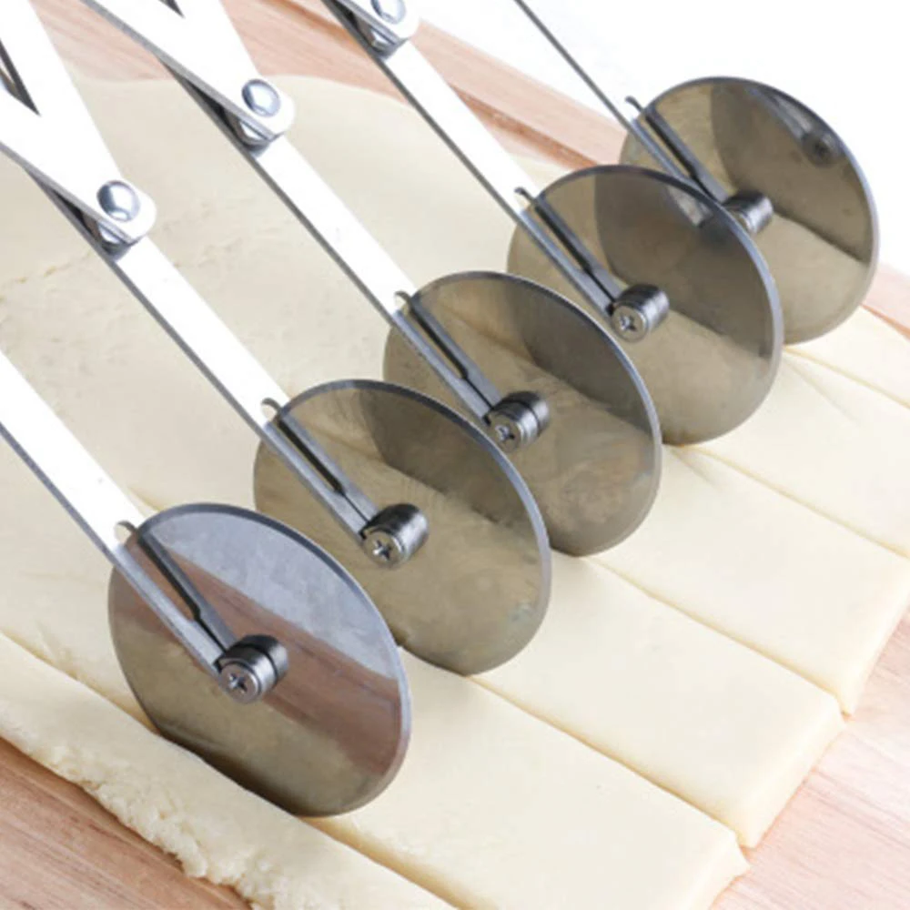 5 Wheel Pizza Cutter Pastry Cake Knife Stainless Steel Pies Waffles Dough Divider Cookies Expandable Baking Cutter Kitchen Tools