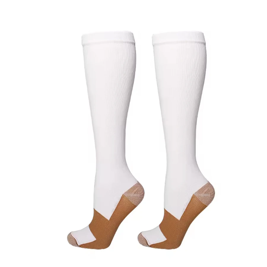 زوج واحد من جوارب الجري المحايدة المرنة المضغوطة، تمتص العرق وتمنع دوالي الأوردة، جوارب للدراجات الهوائية