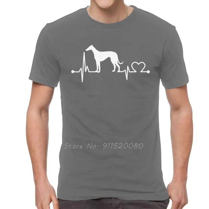Windhund Herzschlag T Shirts Männer Baumwolle T-shirt Lustige Liebe Hund Haustier T Tops Streetwear Harajuku T-shirt Geschenk – Detail 4