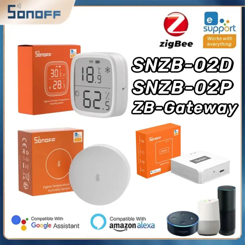 

Смарт-датчик температуры и влажности SONOFF SNZB-02D P/ZBMINIL2/Gateway Zigbee, ЖК-дисплей, удаленный мониторинг через Ewelink Alexa Google Home