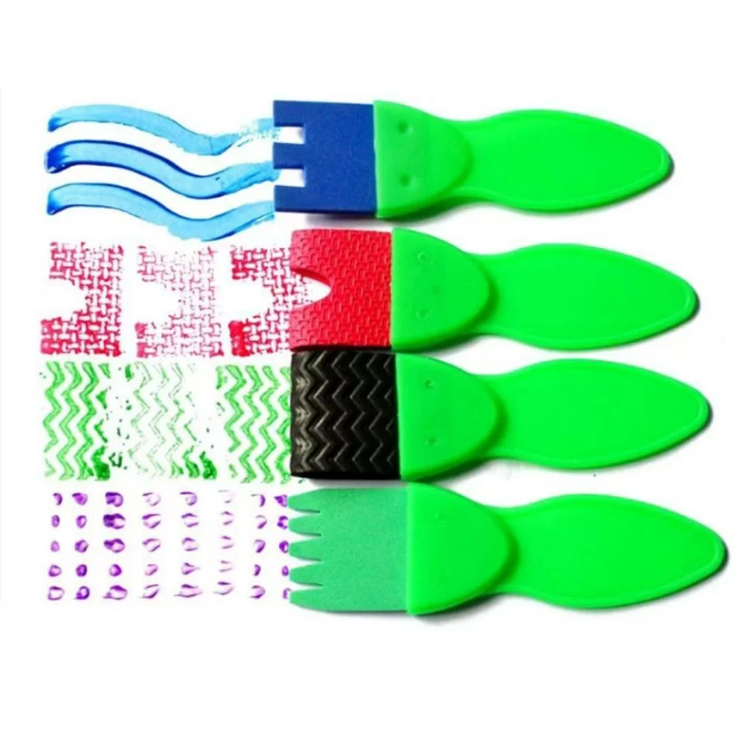 녹색 물고기 손잡이 붓이 포함된 DIY 수제 그래피티 창의적 페인팅 도구 4종 세트