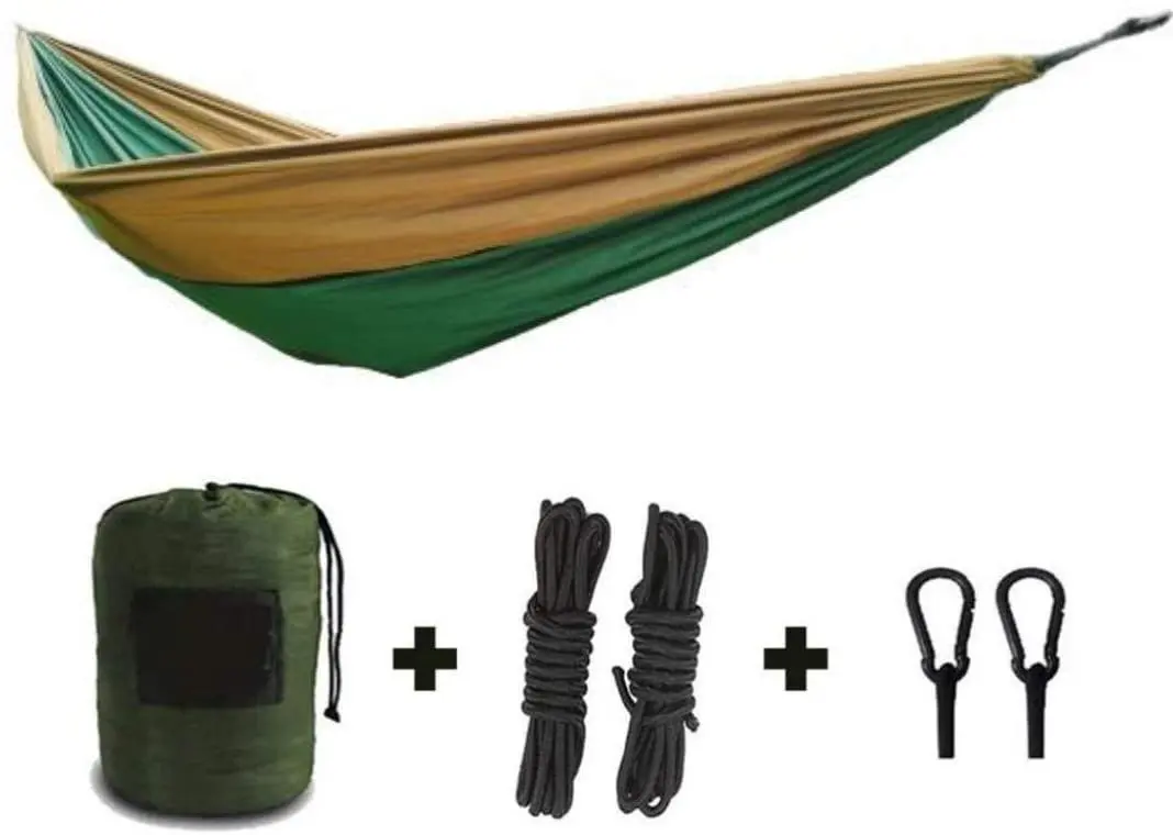 Camping Hammock 485 Pounds Capacity with 2 Meter Rope and Parachute Grade Nylon, Heavy Duty Carabiner and Free Hammock Bag Gear, 3