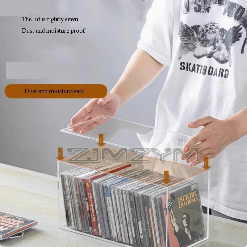 Acrylic CD Storage Box Transparent Plastic DVD CD Organizers Bin