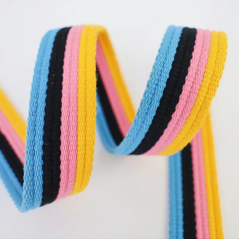 50 Yards 1 1/4 inch Heavy Polyester Cotton Webbing 32mm Rainbow Color 2mm Thickness for Handbag Backpack Strap Sewing Belt DIY
