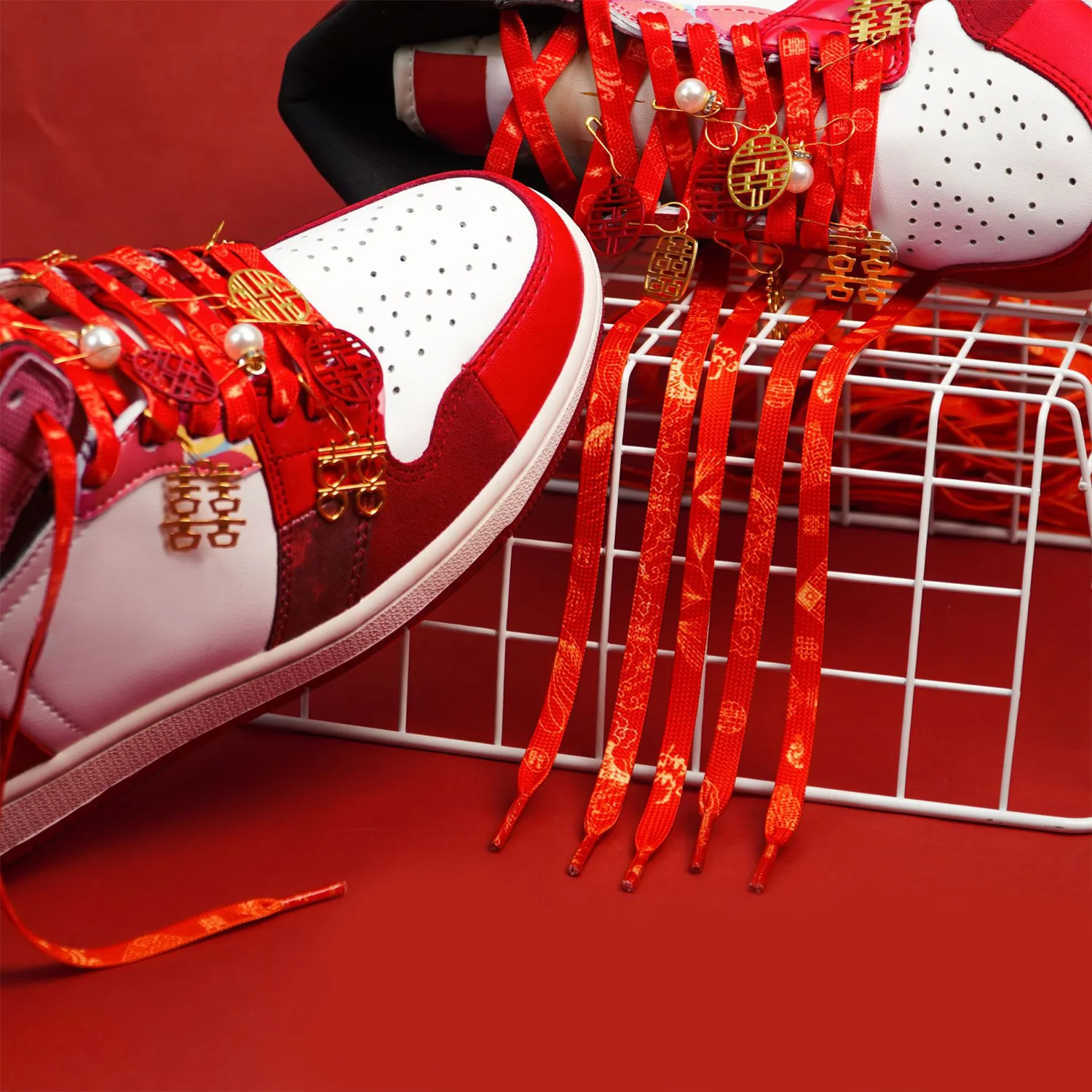

1 Pair Trendy Personality China Style Red Shoelaces For Wedding Shoe Laces Men Women Sneakers Low-top Canvas Shoestrings