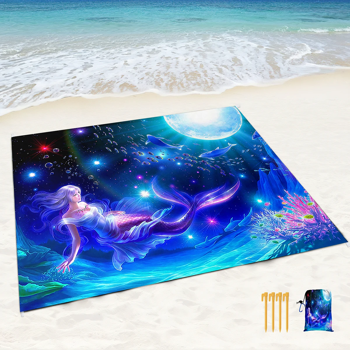 

Beach Blanket Dream Mermaid,Waterproof Sandproof Beach Mat,Lightweight And Durable Picnic Blanket Quick Drying for Beach Travel
