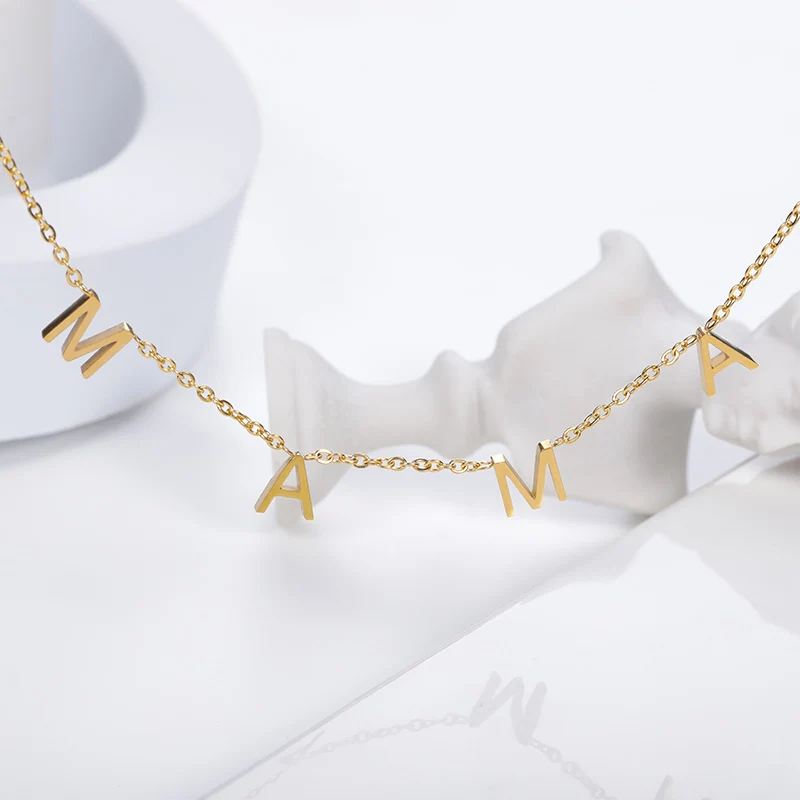 Mothers Day Mama Letter Pendant Necklaces