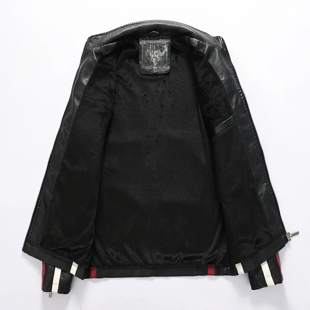 Vintage Motorcycle Jacket Men Fashion New Biker Leather Jacket Male Embroidery Bomber Coat Winter Fleece Pu Overcoat Mens leather jackets men winter jacket