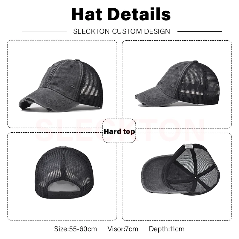 SLECKTON Custom Baseball Cap for Women and Men Fashion Design Brand LOGO Letter Embroidery Hats Mesh Hats Unisex Wholesale 2