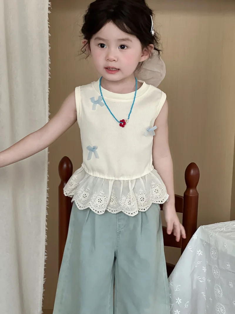 Girls Summer Sleeveless Cotton T-Shirt