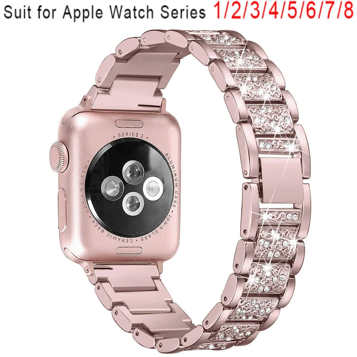 Elegant Diamond Bling Metal Bracelet Watch Strap