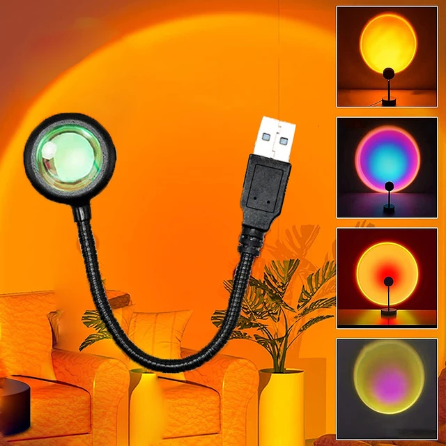 Led USB Sunset Lamp Projector Portable Home Decor Night Light Portable Mood  Light For Bedroom Living Room Wall Photography Neon - AliExpress