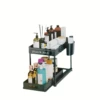 Durable Multipurpose  Organizer Rack - Stylish Black Shelving Unit for Bathroom, Kitchen & Under Sink Use - Effortless Spice Bot 3