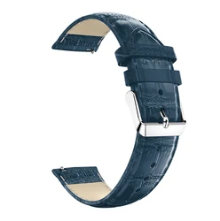 Genuine Leather Smartwatch Strap - Premium Adjustable Watchband - 22mm (Zhujiewen - navyblue)