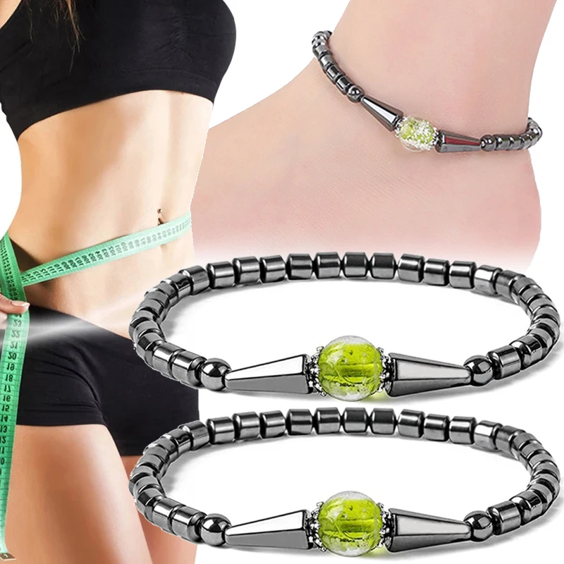 Hematite Weight Loss Anklet Black Gallstone Magnetic Bracelet Therapy Arthritis Pain Relief Health Care Unisex Jewelry