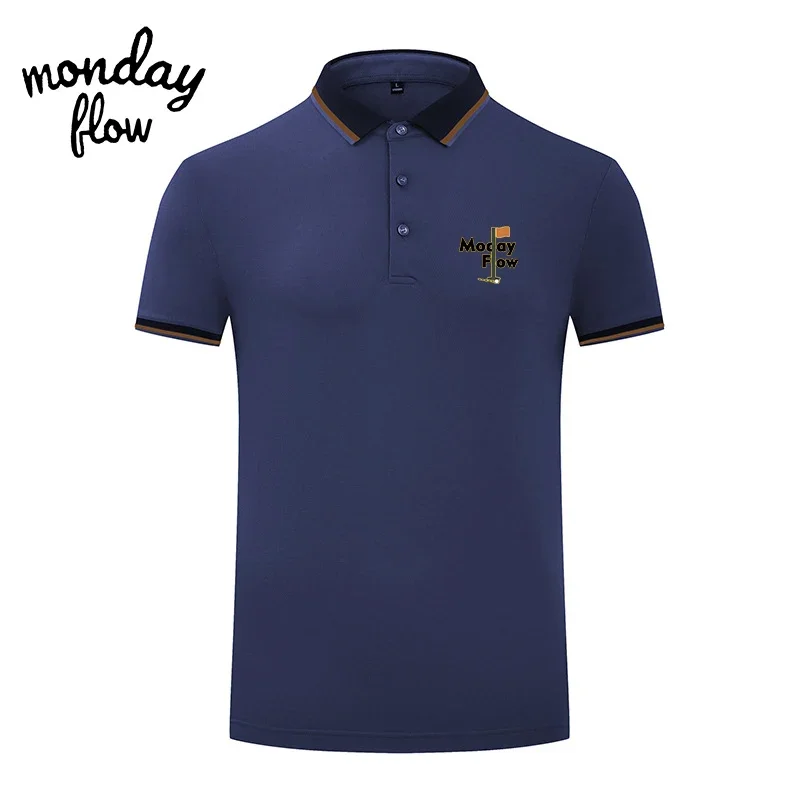 Monday Flow 여름 코튼 골프웨어, 통기성 빠른 건조, 반팔 골프 의류, 탑 티셔츠, 폴로 셔츠
