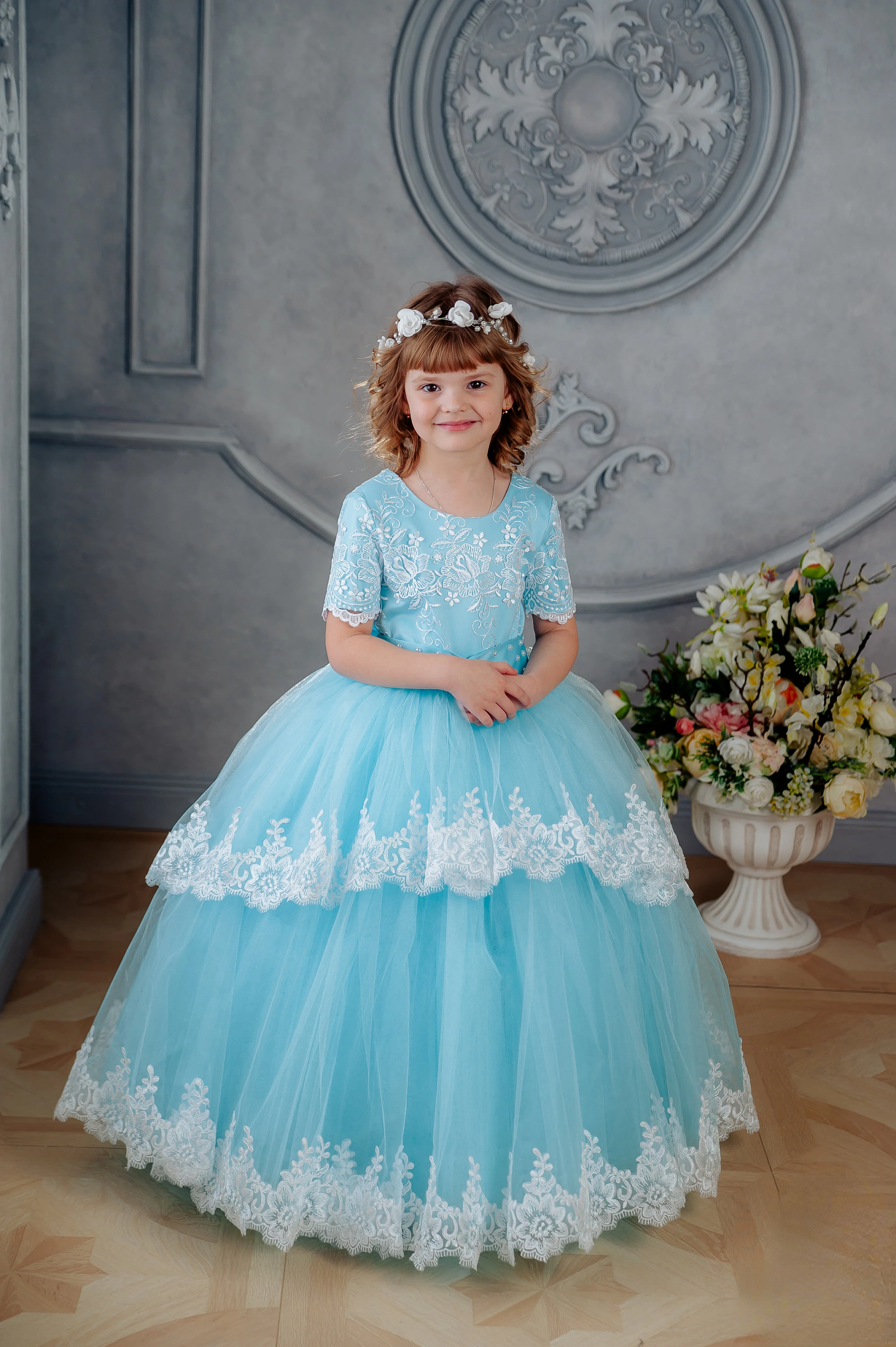 Flower Girl Dress Lace Applique - First Communion Dress Pageant Dresses For Girls Princess Ball Gown 2553817