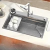 304 Stainless Steel Kitchen Sink Large Silver Single Slot Above Counter or Udermount Sinks Vegetable diswashing Basin 1