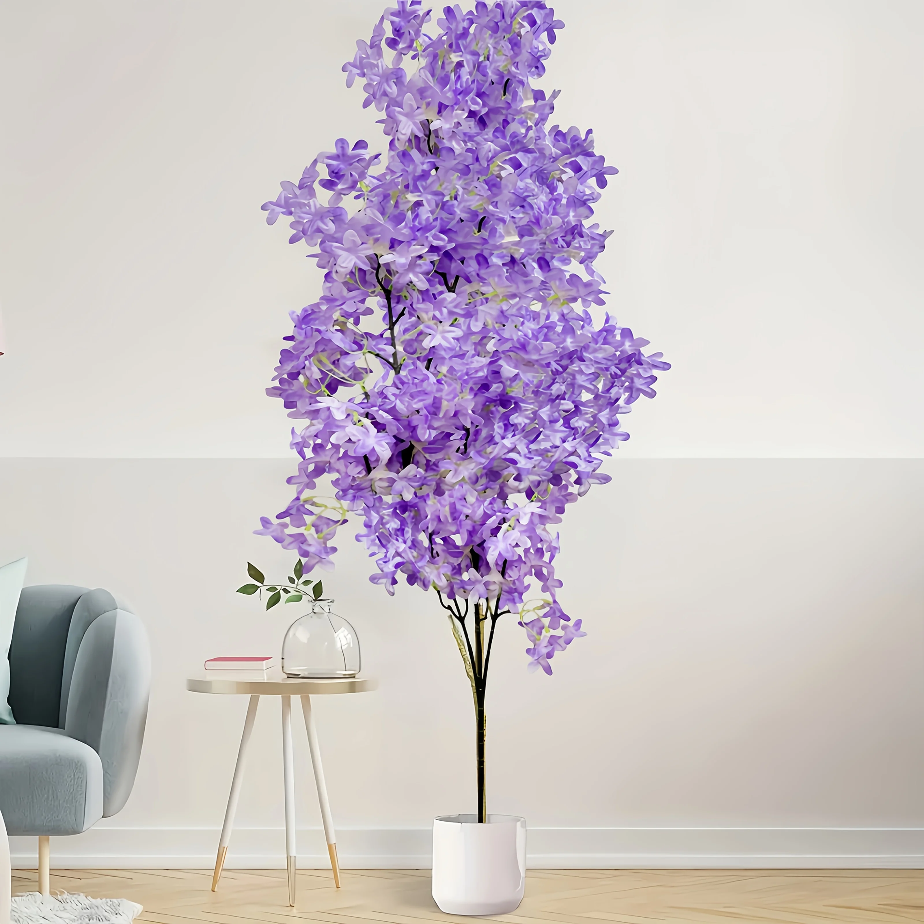 88.9cm Purple Cherry Blossom Stems, Artificial Lilac Flowers for Wedding Home Decor, Faux Floral Arrangements No Maintenance