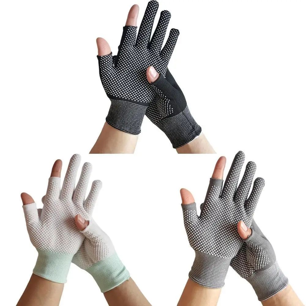 Summer Ice Cool Open/Half Fingers Sport Nylon Fishing Gloves Cycling Gloves Three Fingers