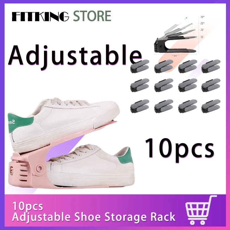 

Регулируемый пластиковый шкаф для хранения обуви, Двухслойный дизайн, легко снимаемый несколькими цветами, выберите 10 шт.