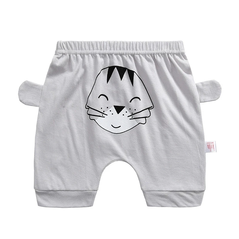 Baby Cartoon Animal Print Harem Shorts, Infant Elastic Waist Cotton Pants Rabbit/Tiger/Dog Patterns Cute Baby Bottoms for Summer