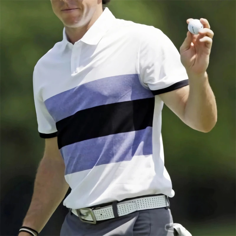fashion striped graphic golf polo shirts for men trendy summer short sleeve 3d printed polo shirt loose outdoor sports tees tops Fashion Striped Graphic Golf Polo Shirts For Men Trendy Summer Short Sleeve 3D Printed Polo Shirt Loose Outdoor Sports Tees Tops 2