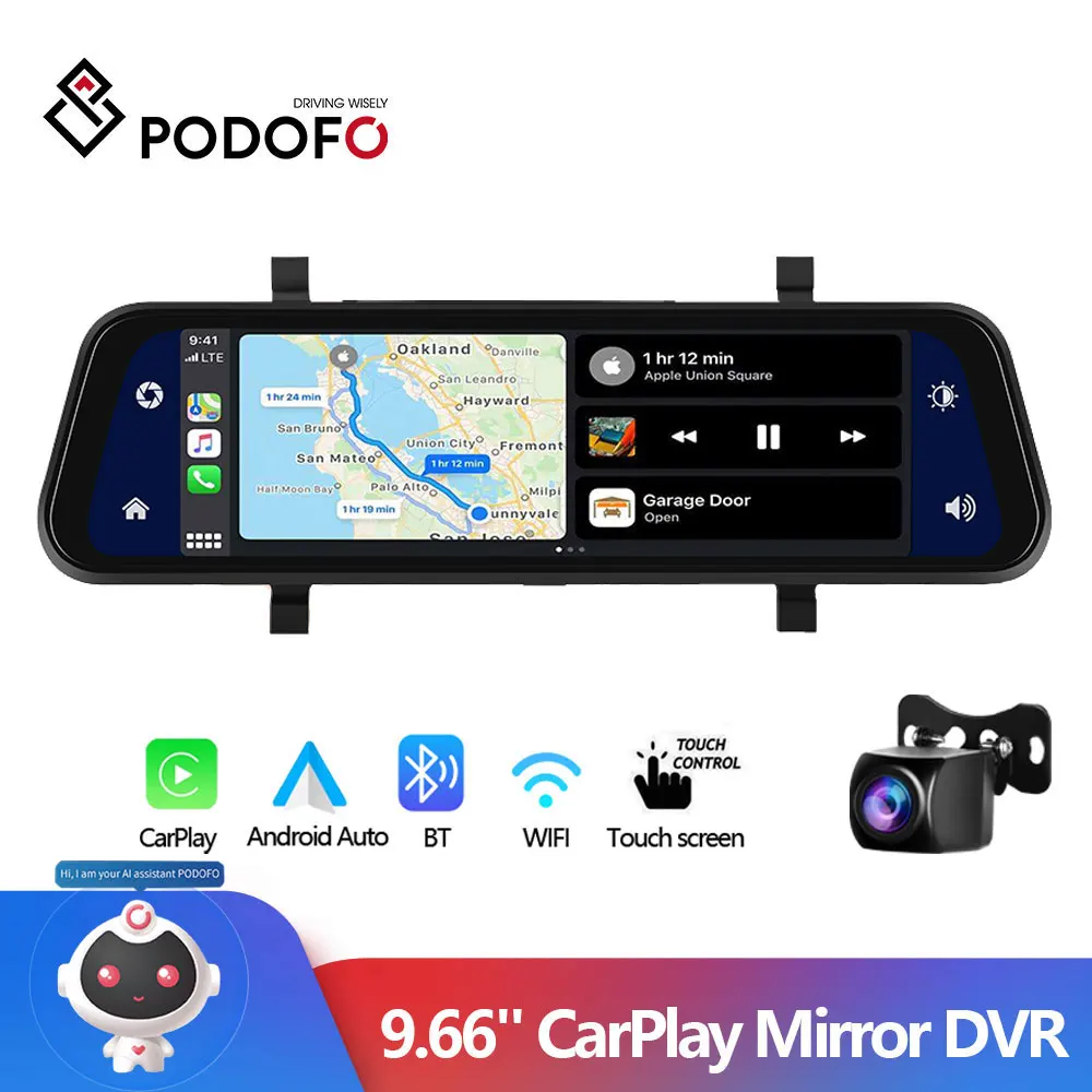 Podofo Mirror Camera for Car Touch Screen Video Recorder Rearview