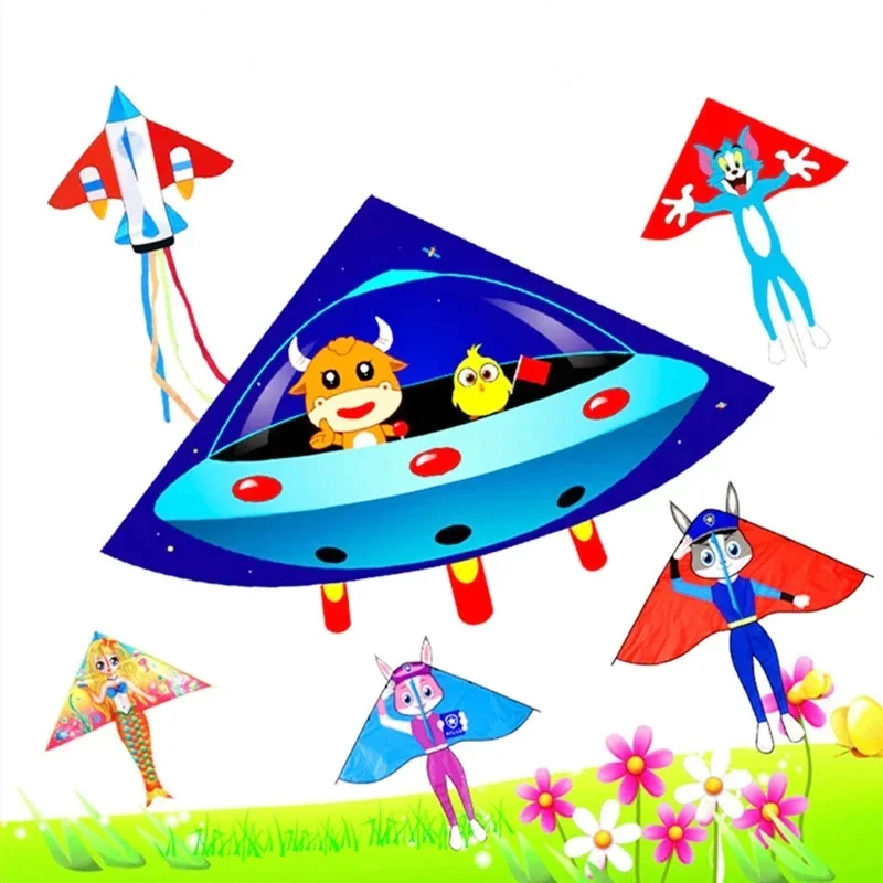 

Free shipping new children kites flying string line outdoor toys for kids Cartoons kites ripstop nylon inflatable toys parachute