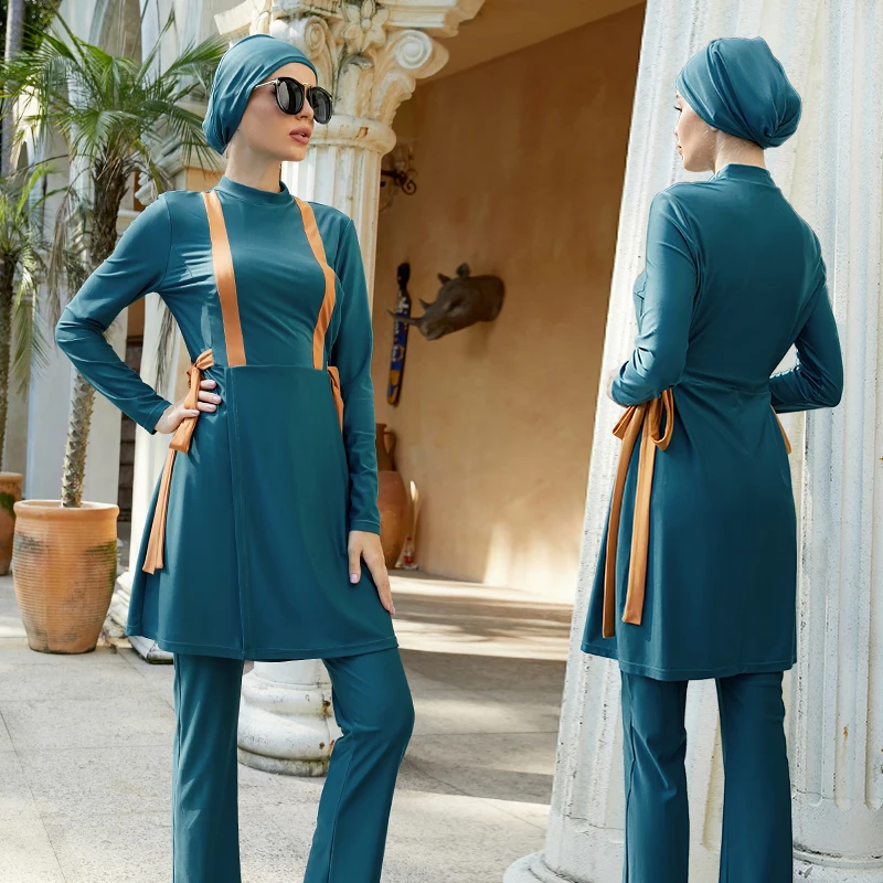 Costume Da Bagno Musulmano Burkini Da Donna Costumi Da Bagno Verde Burkini Modesto Mujer Sciarpa Hijab Musulmana Spiaggia Da Bagno Bourkini Pool Borki