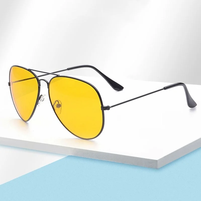 Classic Night Vision Sunglasses Retro Metal Frame The Men Pilot Sunglasses Yellow Film Night Vision Goggles night vision glasses
