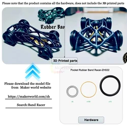 3D Printing DIY Creative Kit with LED Light and Wireless Mouse Charger - Unique Gifts & Hardware Accessories - 1pcs (Rubber Band Racer)