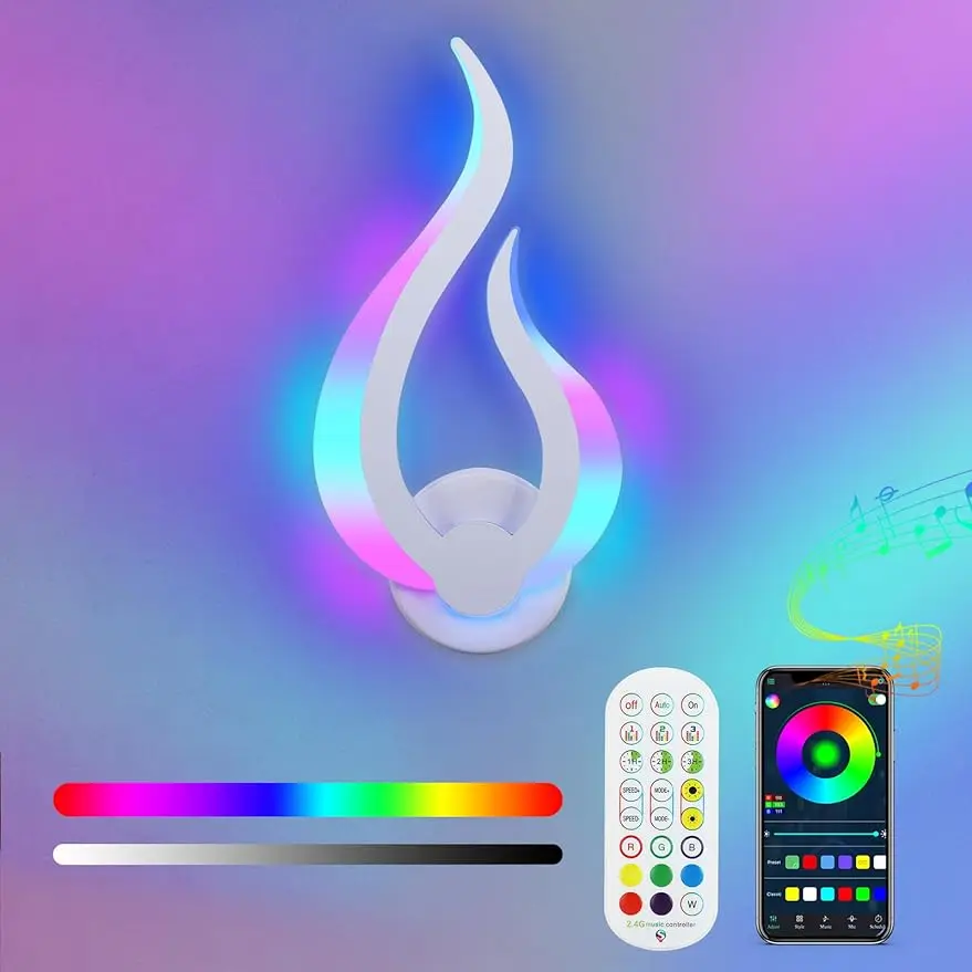 

Lightess LED RGB Wall Sconce Indoor Dimming Modern Wall Light with Remote Control Wall Lamp App Control 213 Modes