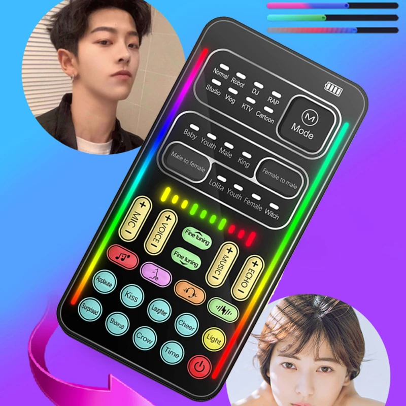 음성 체인저 미니 휴대용 8 음성 변경 모듈레이터, 조정 가능한 음성 기능, 전화 컴퓨터 사운드 카드 마이크 도구, 신제품