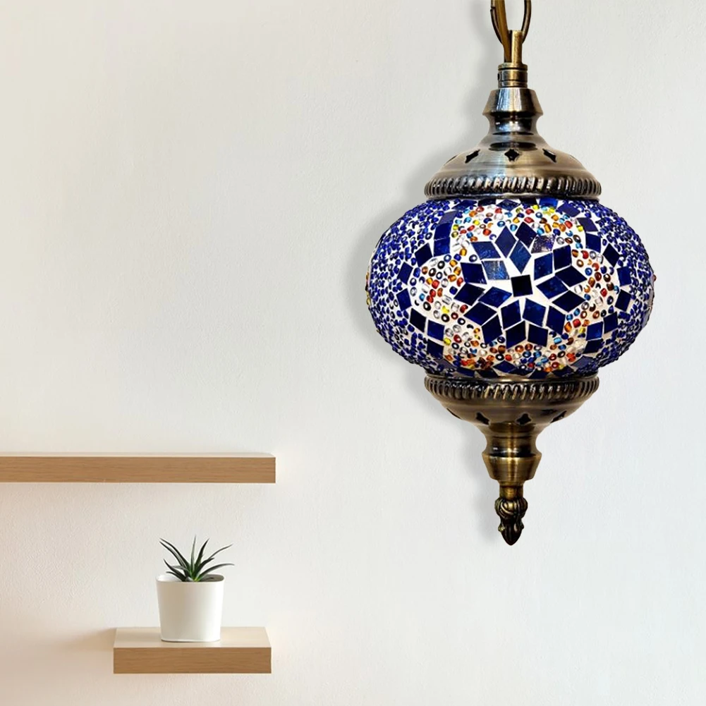 Description Picture 6 of itemMosaic Pendant Light Turkish Moroccan Mosaic Hanging Ceiling Lamp E27 Bar Restaurant Mediterranean Pendant Light Home Decoration