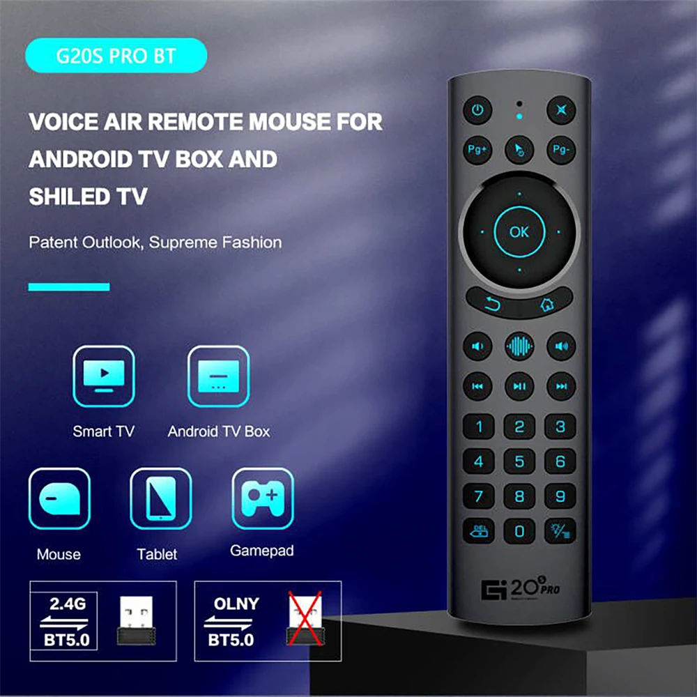 

2.4GHz And Bluetooth-compatible Wireless Remote Control + Air Mouse + IR Learning + Voice + Backlit for Android TV Box Projector