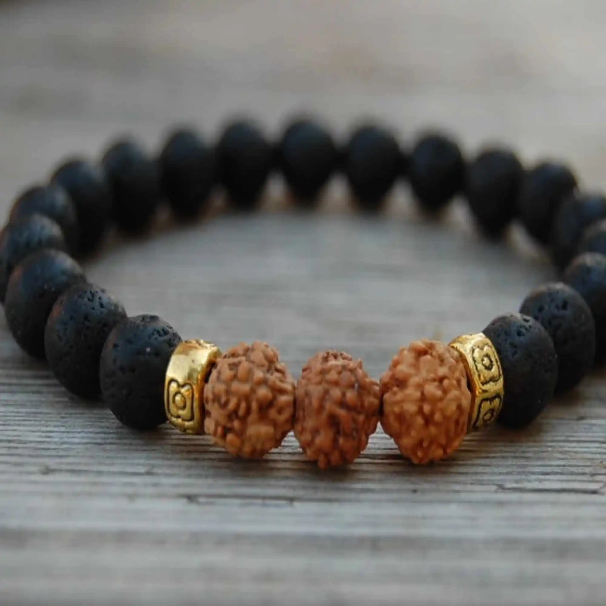 Buy Rudraksha Bracelet With Black Lava Stone, Original 5 Mukhi Rudraksh  Beads, Shiva Bracelet for Men, Negative Energy Protection, Hindu Jewelry  Online in India - Etsy