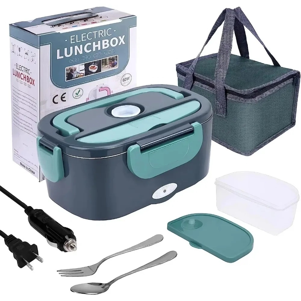 1.5L 60W Portable Electric Lunch Box,Leak Proof Design Car & Home Food Heater – Insulated Heated Lunch Container for Work Travel 1