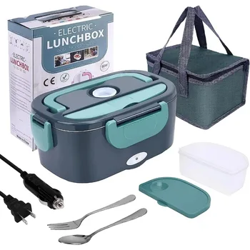 1.5L 60W Portable Electric Lunch Box,Leak Proof Design Car & Home Food Heater – Insulated Heated Lunch Container for Work Travel 1