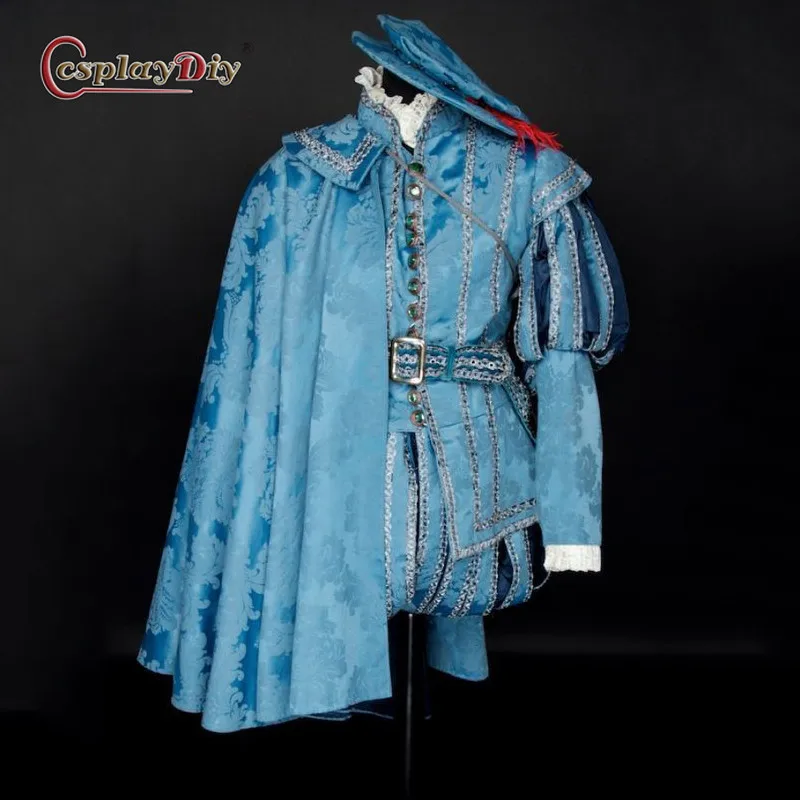 Cosplaydiy Costume Da Uomo Medievale Tudor Elisabettiano Rinascimentale Cosplay Abiti Tudor Knight King Prince Costume Con Cappello A Mantella