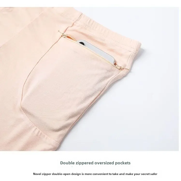 New Spring Summer Double-open Zipper Large Pocket Safety Pants Women's Anti-exposure Quarter Safety Briefs Breathable Base Pants