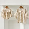 New Sisters Dress Infant Baby Girls Lace Collar Dress Rompers Kids Girls Vintage Flowers Princess Dress Family Clothes Rompers 1