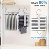 1 pc Stainless Steel Retractable Trouser Rack Folding Multi-functional Multi-layer Hanger Home Storage Clothes Drying Rack 2