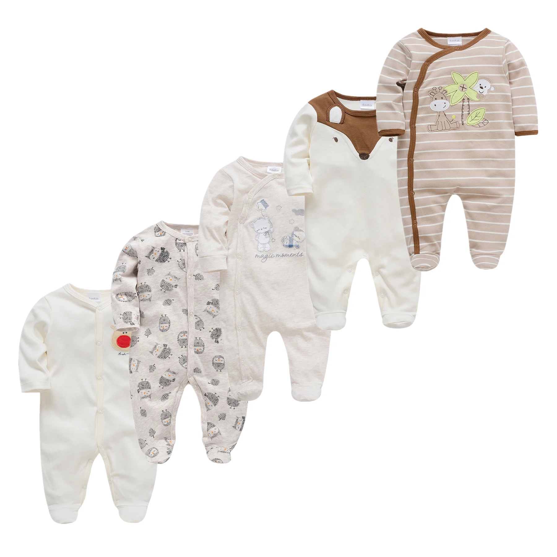 Baby Boys Jumpsuits Ropas Infant Cartoon Pajamas Long Sleeve Spring Toddler Clothes 5/3Pcs Newborn Boy Girl Onesie 100% Cotton