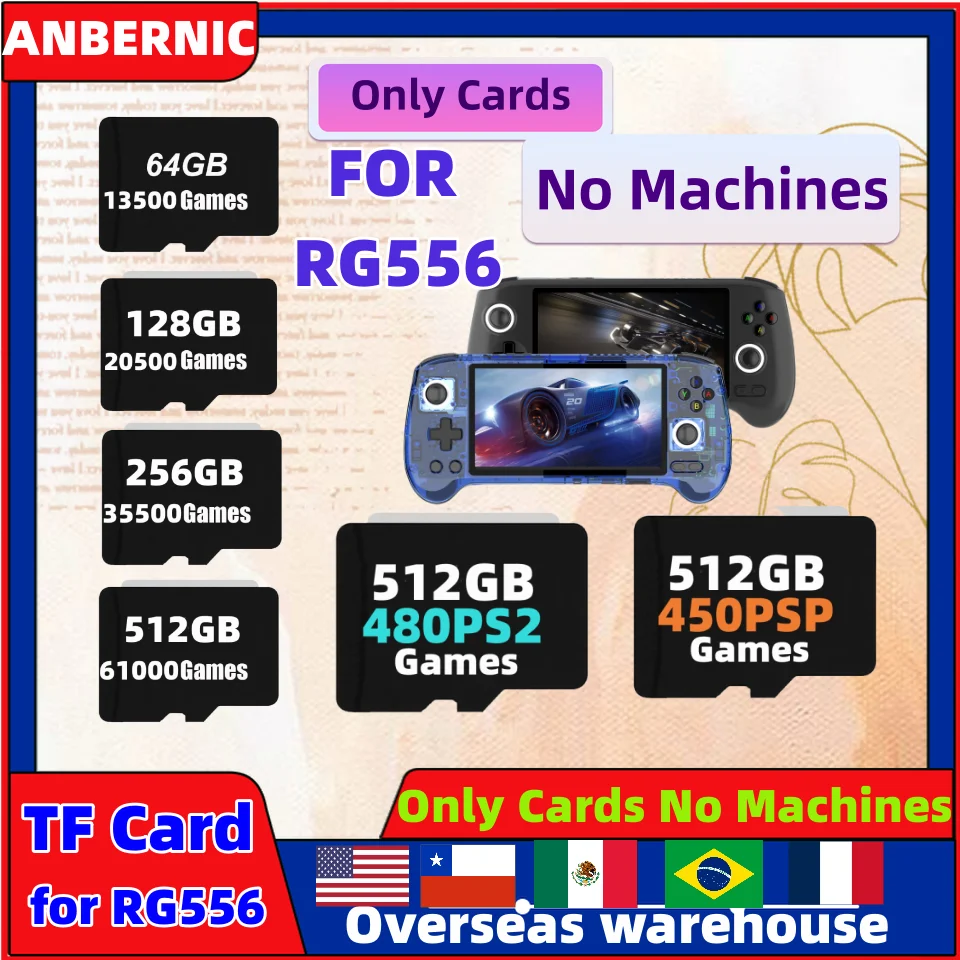 Scheda Tf Per Giochi Precaricati Anbernic Rg556 Scheda Di Memoria Integrata In 61000 Giochi Gioco Portatile Retrò Psp Dc Ss Ps1 Nds Ps2