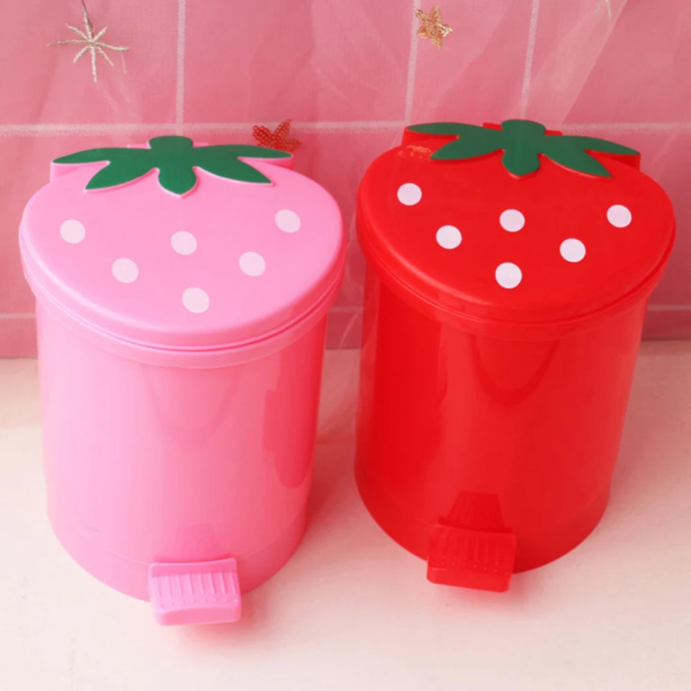 Niedliche Mini-Versiegelung Müll container mit Deckel Erdbeer Pop-up Mülleimer Mini Mülleimer Home Desktop Abfall lager halter Mülleimer – Detail 1