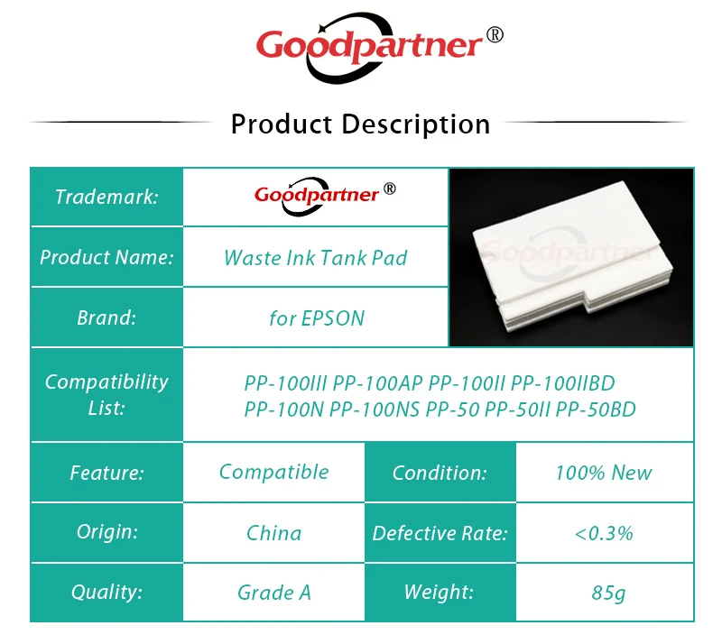 5X PJMB100 Waste Ink Tank Pad Sponge for EPSON Discproducer PP-100III PP-100AP PP-100II PP-100IIBD PP-100N PP-100NS PP-50,waste ink tank pad
